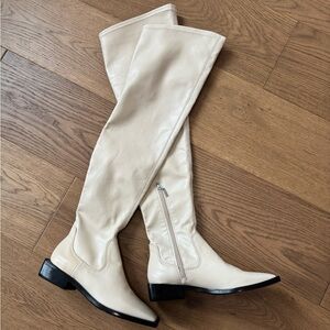Schutz Guily Up Over The Knee Boot - Size 6.5 - Ivory - NWT